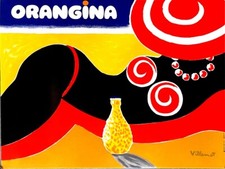 1980ca * Poster Originale "Orangina, Sulla Spiaggia  - Bernard Villemot" Francia