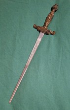 SPADA PUGNALE VINTAGE tagliacarte a forma di spada antica. Impugnatura ottone