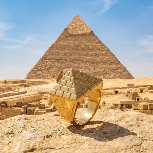 Anello piramide placcato oro - placcato,