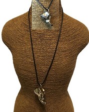 Vintage Collana pendente uomo scarpa Marelli filo Caucciù 47 Cm