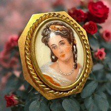Spilla Vintage Porcellana Limoges Dipinta Anni 50 60 Antica Gioiello Epoca