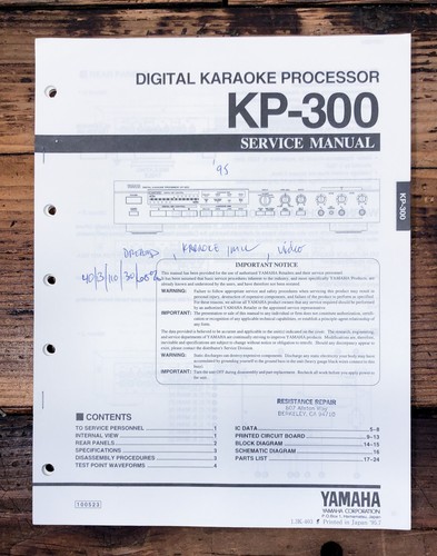 Yamaha 300 manuale di - yamaha, kp-300