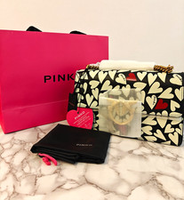 Splendida borsa a tracolla *NUOVA* PINKO Love One Nappa St.Cuori - NERO/BIANCO