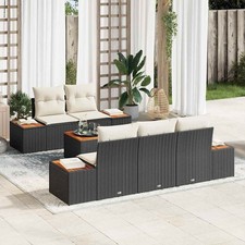 vidaXL Set Divano da Giardino con cuscino 6 pcs Nero Poly Rattan