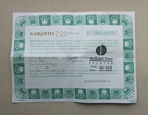 Rolex guarantee warranty paper - guarantee,