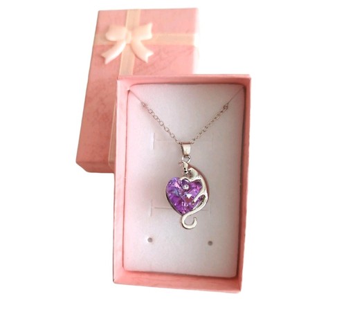 Collana acciaio gatto cuore