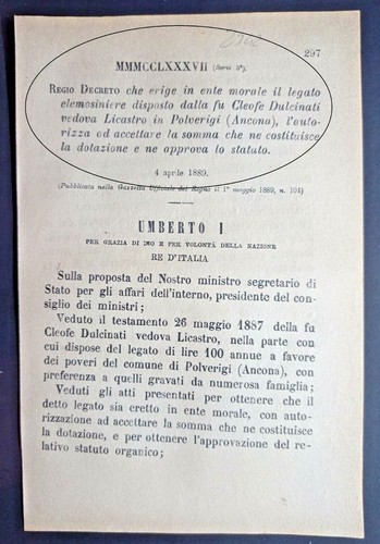 Polverigi regio decreto - polverigi(an)-regio,