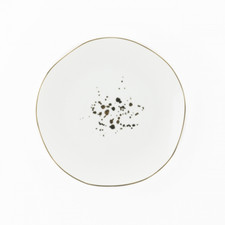 WEISSESTAL SET 6 PIATTI FRUTTA 20.5 CM IN PORCELLANA FILO ORO - ONIX GOLD DOTS