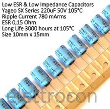 2 pezzi 220uF 50V 105°C