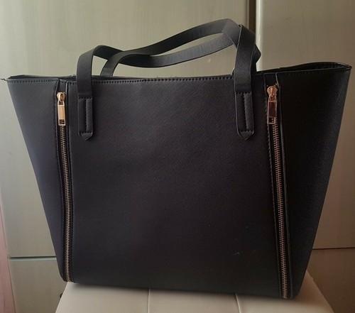 Borsa donna nera con cerniere - borsa,