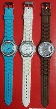 3 Orologi GENEVA per adulti e ragazze - Bianco - celeste e Marrone.-