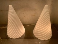 Coppia lampade forma piramide/cono in vetro Murano