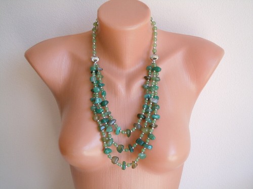Collana verde vetro con - verde, in