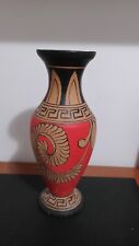 Anfora vaso di coccio dipinto a mano anni 60 in stile greco-classico.  Italiana.