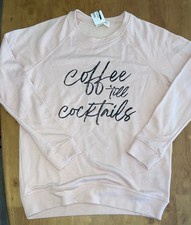 Felpa grafica Coffee Till Cocktails donna M rosa tela raffinata
