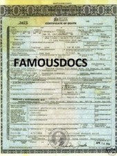 Kurt Cobain CERTIFICATO DI MORTE Grunge Rock Nirvana Star, Tragic Demise