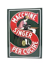 Singer Macchine da Cucire Insegna Pubblicitaria in Latta  Cm 28x19cm