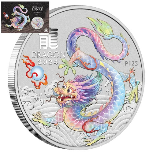 Moneta argento white - argento, dragon