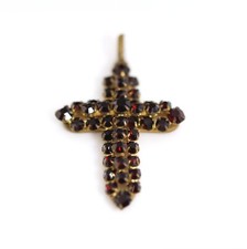 Antico Storicismo Croce Tombak Um 1900, Rosso Pietra, L:3,9cm