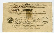 Banconota Prestito Nazionale Italiano 25 Franchi Mazzini 1850