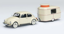 1/43 VOLKSWAGEN KÄFER 1600I ERIBA PUCK WOHNANHÄNGER 1970 SCHUCO 450386600 RARE