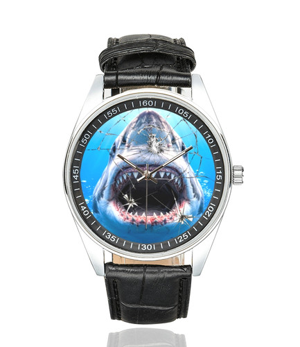 Grande squalo bianco orologio - bianco,
