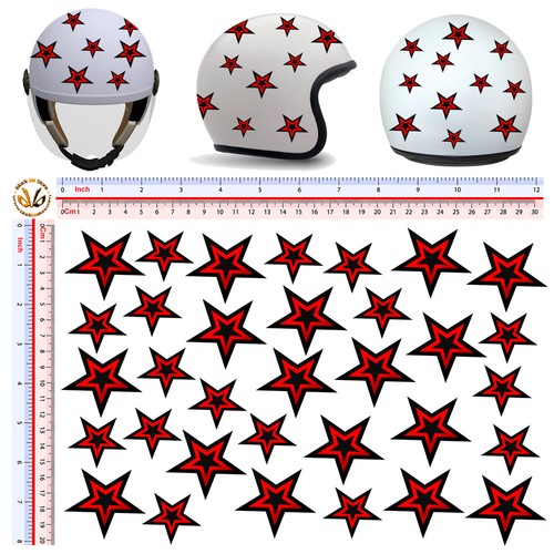 Adesivi casco stelle rosso