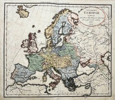 Mappa Dell'Europa Continentale 1788 Incisione In Rame 1820