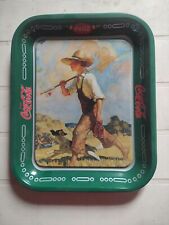 Vassoio  Coca-Cola Vintage 1977 50 º Anniversario Boy And Dog Originale