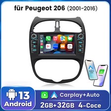 Autoradio DAB+ 7" Android 13 Carplay per PEUGEOT 206 2001-2016 GPS Navi BT 2+32G