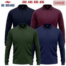 Polo uomo oversize taglie forti manica lunga caldo cotone BE BOARD 3XL 4XL 5XL 6
