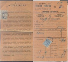 8 bollette trasporto pacchi in concessione, Regno e Repubblica; tariffe varie.