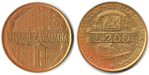 Italia 200 lire - 1996, 100°