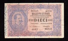 BIGLIETTO DI STATO 10 DIECI LIRE R2 VITTORIO EMANUELE EFFIGIE UMBERTO 1° MATRICE