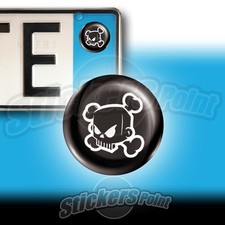 3 ADESIVI targa SKULL stickers auto moto camper TESCHIO BIANCO - 01