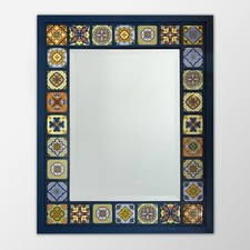 Specchio mosaico azzurro fatto