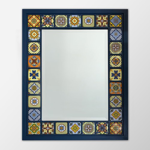 Specchio mosaico azzurro - , fatto