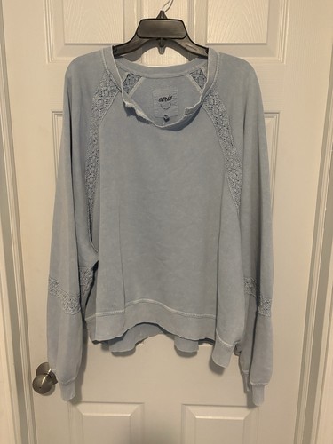 Felpa girocollo blu aerie - blu,