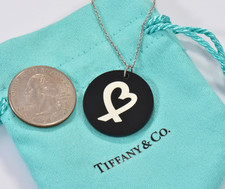 Collana cerchio cuore amorevole resina nera Tiffany & Co argento Paloma Picasso XL