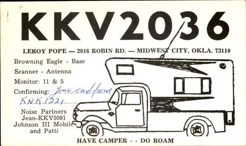 Kkv2036 leroy pope qsl card - qsl,