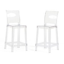 2 Sgabelli Policarbonato Trasparente Cucina Bar Design Elegante Moderno ARIAXL