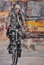 Quadro Acquerello Scena Città