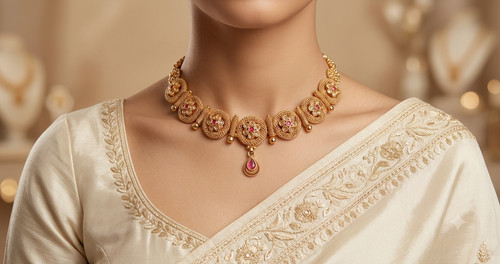 Set collana kundan rosa antico - collana,