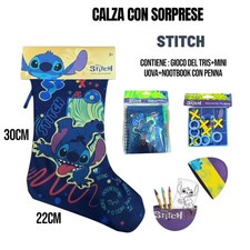 CALZA DELLA BEFANA CON ACCESSORI STITCH-ANGEL CALZETTONE GIOCHI BAMBINI