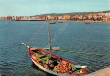 Cartolina Carloforte Panorama parziale barca da pesca 1971 (Cagliari)
