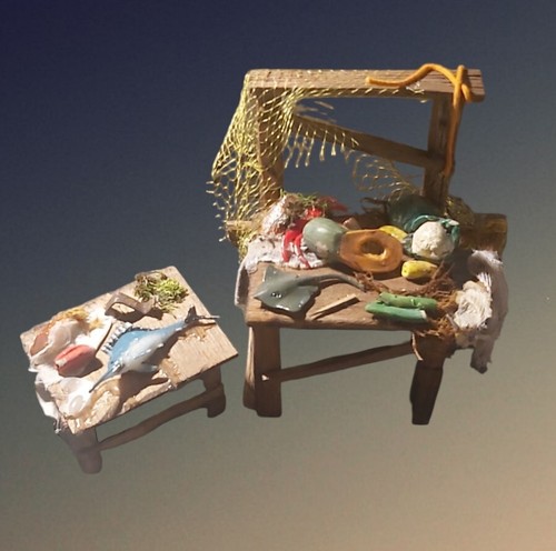 Presepe banco pesci verdure - presepe,