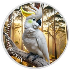  Australian Wilderness - Cacatua crestato di zolfo 1 oz argento