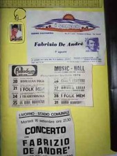 riproduzione recente volantino concerto + PORTACHIAVI Faber FABRIZIO DE ANDRÈ