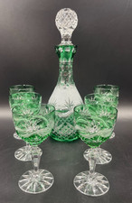 Set servizio Vino Bevande Alcolici bottiglia calice cristallo colore smeraldo