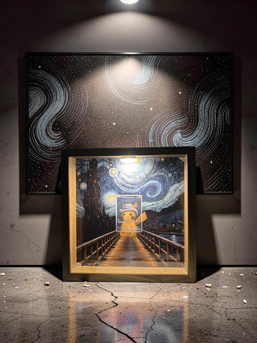 Pikachu van gogh with - pikachu, grey